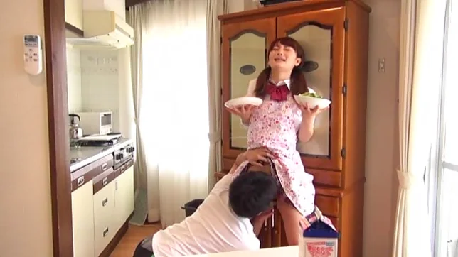 Cute teen gets fucked up her skirt while doing housework 3