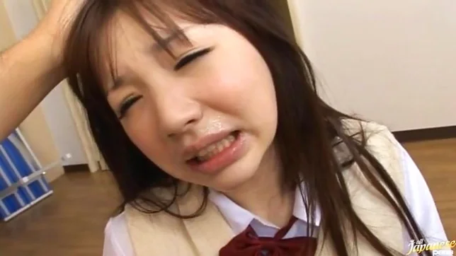 Minako Saotome Asian teen in school uniform gives a hot blowjob 3