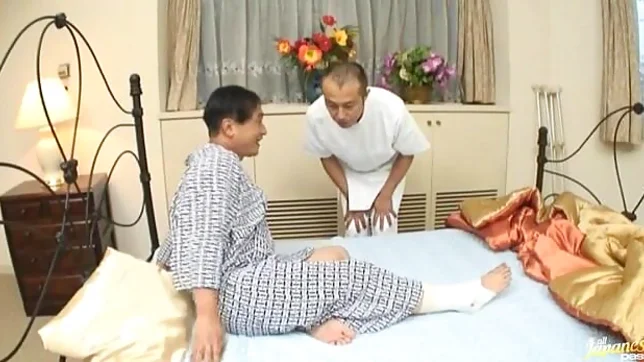 Myuu Hasegawa Asian doll with big tits rubs a cock in her cleavage