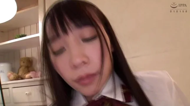 Teen in school uniform likes fingering