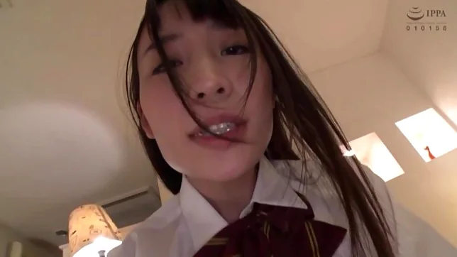 Teen in school uniform likes fingering