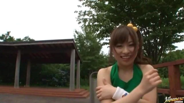 Sexy Japanese teen is having fun.