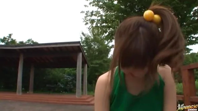 Sexy Japanese teen is having fun.