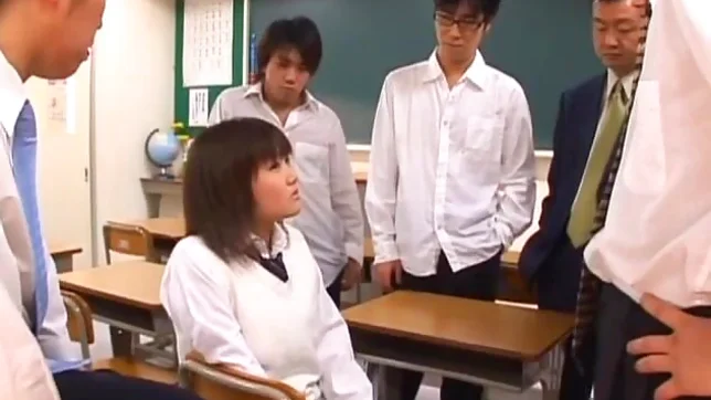 Japanese schoolgirl banged by group of lads in the classroom 3