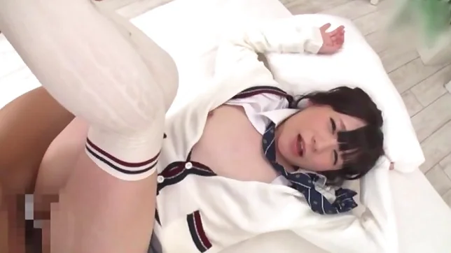 Talented Japanese teen Konishi Marie licks ass and gives a foot job 5