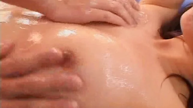 Horny young Japanese AV Model with pigtails sucks two dicks 3