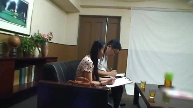 Pigtailed teen in stockings gets fucked by an older man 3