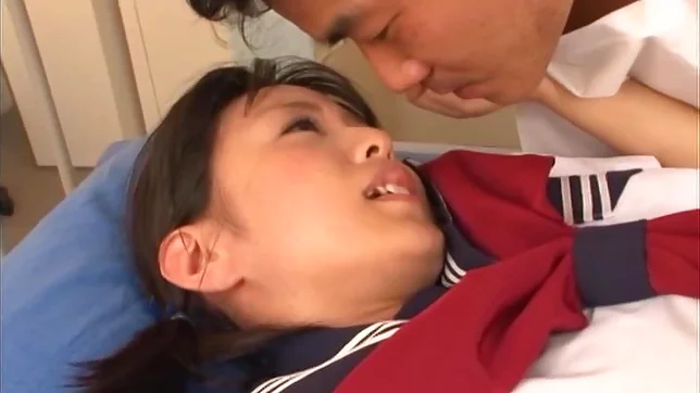Hot Japanese schoolgirl in a uniform licks cock and gives a ride