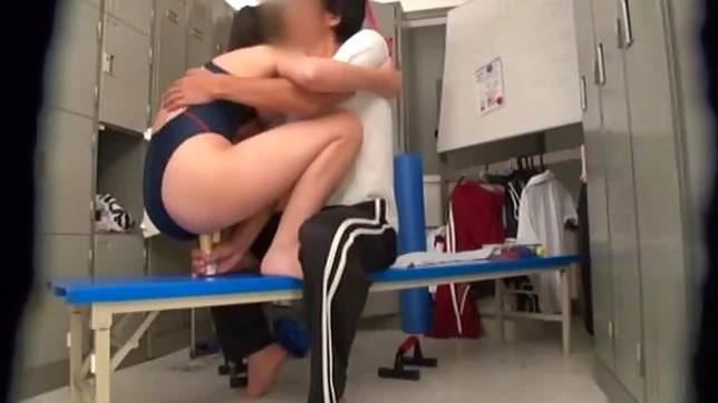 Nasty school lass gives head in her sexy swimsuit